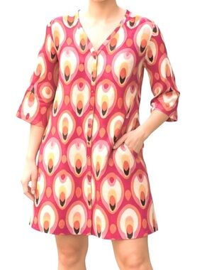 Miss Me MM Couture Dress Modern Retro Geometric print Size XS Pink